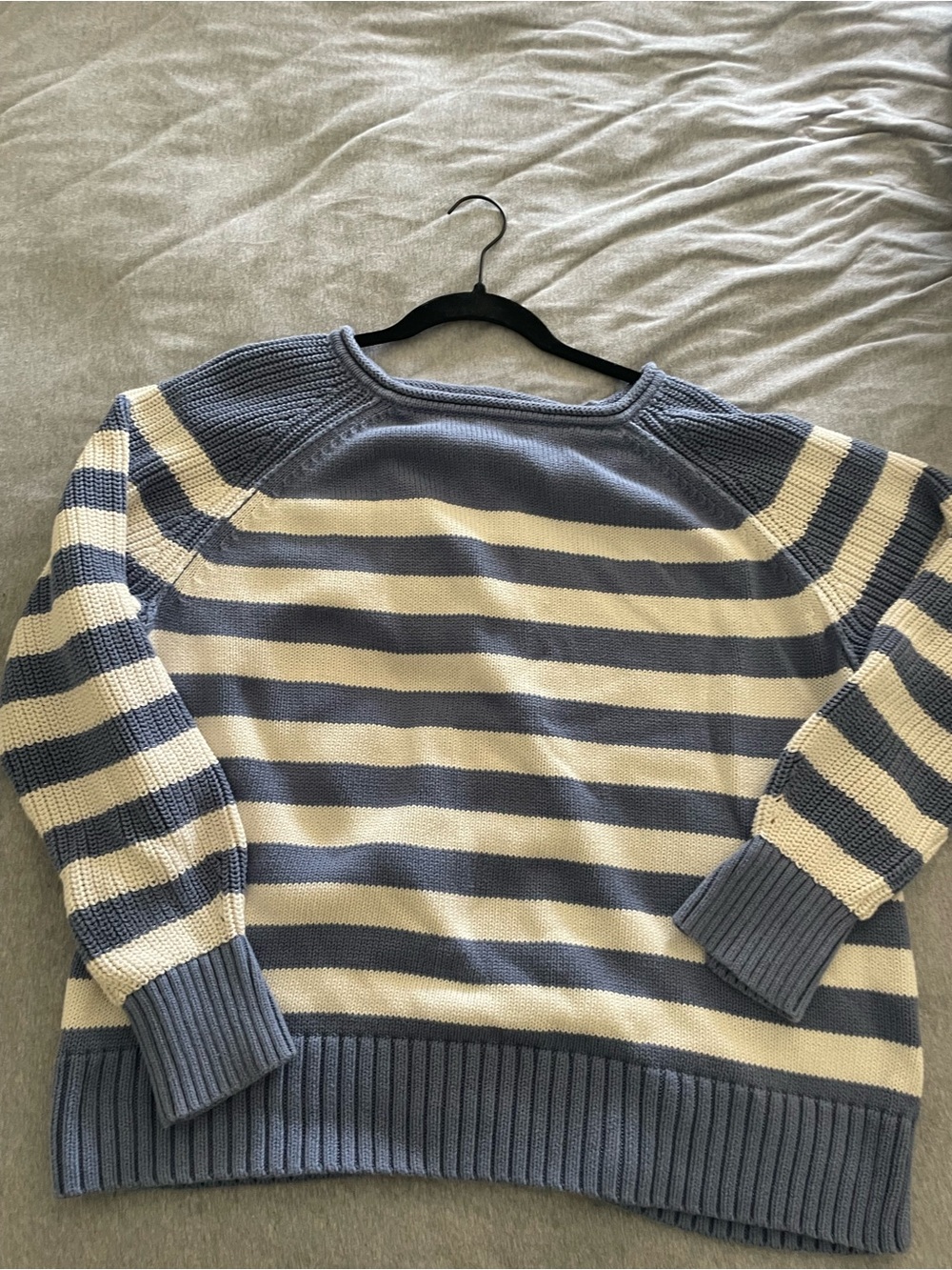 aerie Blue and Cream Striped Crewneck Sweater